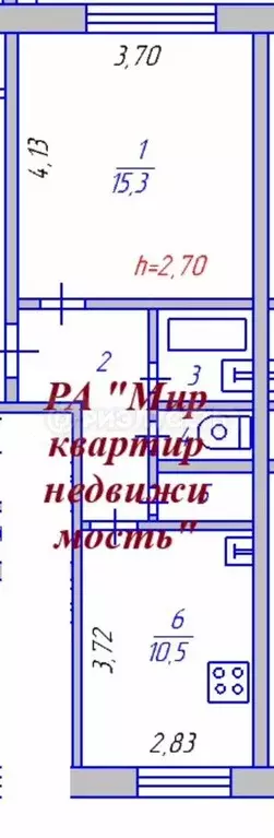 1-к. квартира, 34,8 м, 1/5 эт. - Фото 0
