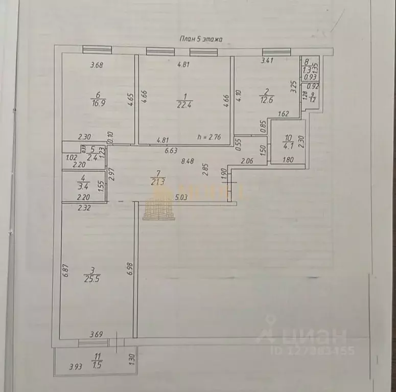 3-к кв. Татарстан, Казань ул. Сибгата Хакима, 60 (112.0 м) - Фото 2