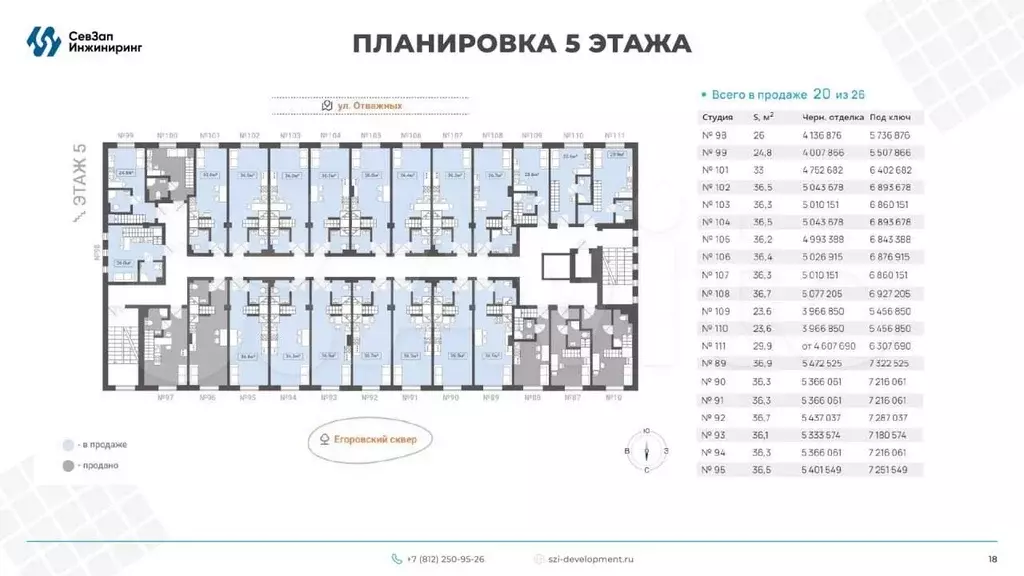 Апартаменты-студия, 24,3 м, 5/6 эт. - Фото 0