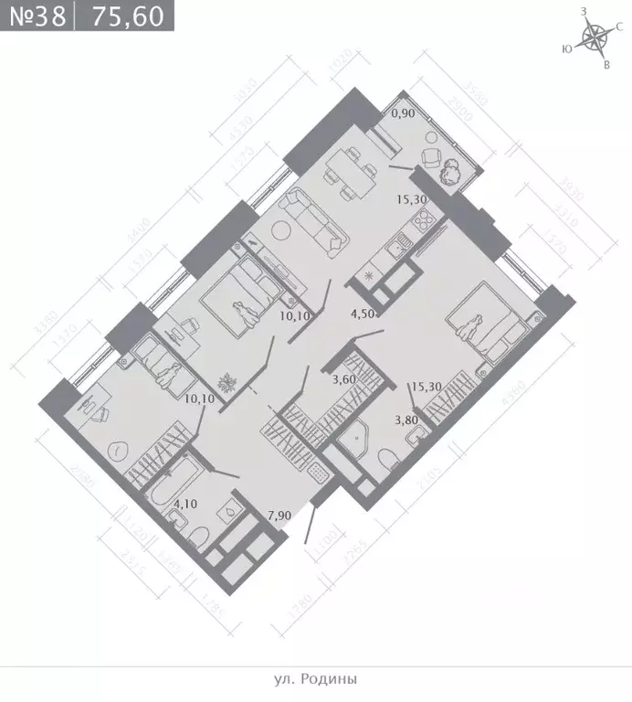 3-к кв. Татарстан, Казань ул. Родины, 27Б (75.6 м) - Фото 0