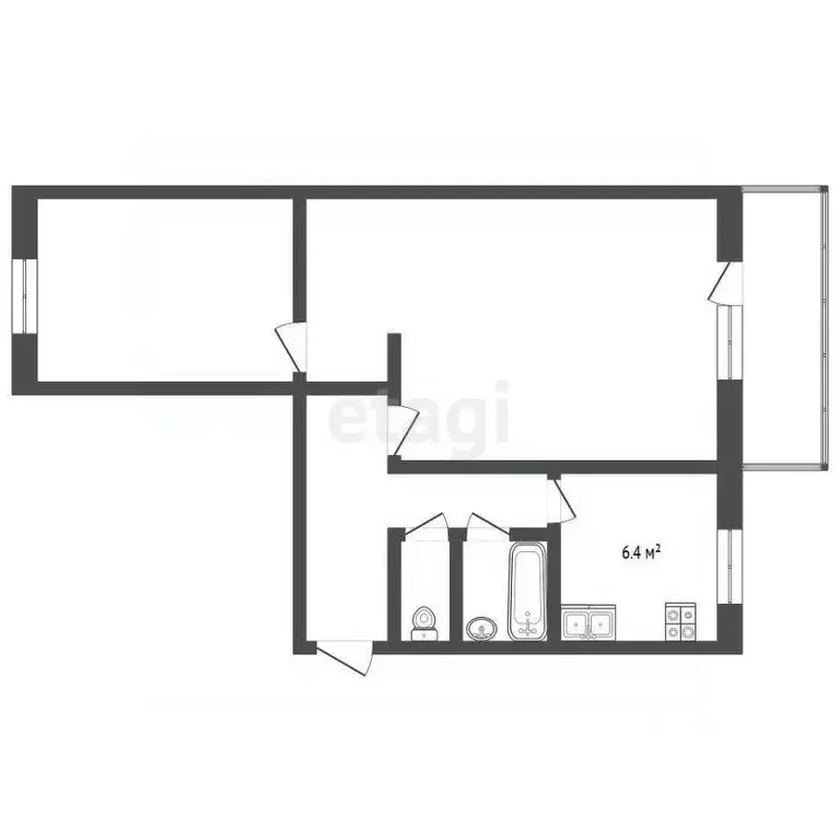 2-к кв. Кемеровская область, Новокузнецк ул. Грдины, 8 (48.8 м) - Фото 1
