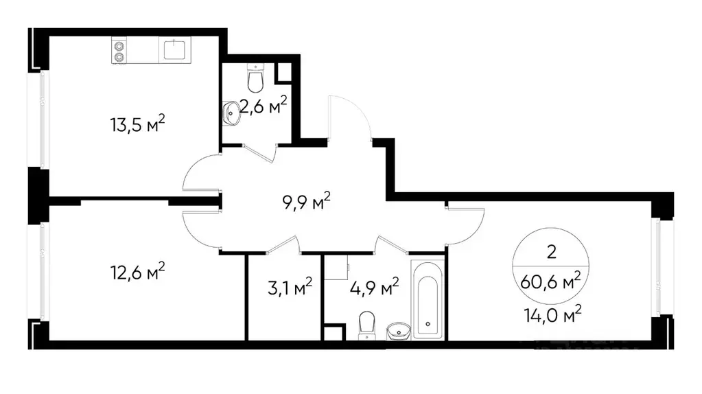 2-к кв. Москва Переделкино Ближнее мкр, 18-й кв-л,  (60.6 м) - Фото 0