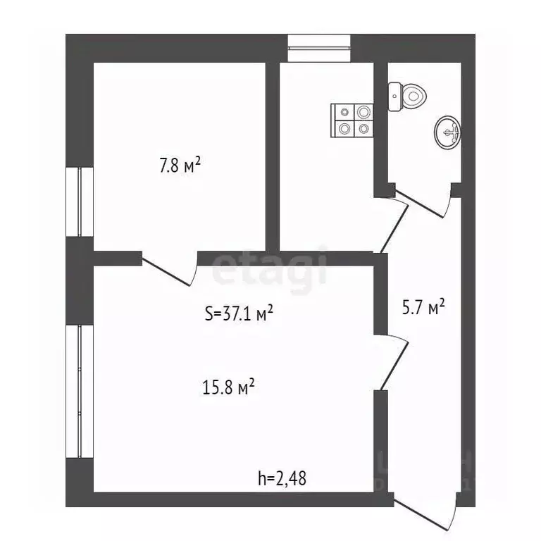 2-к кв. Брянская область, Карачев ул. Карла Либкнехта, 2Б (37.1 м) - Фото 1