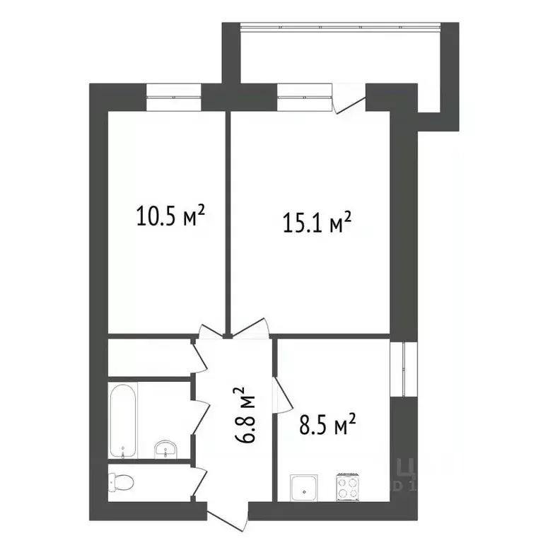 2-к кв. Красноярский край, Красноярск Вокзальная ул., 25 (46.8 м) - Фото 2