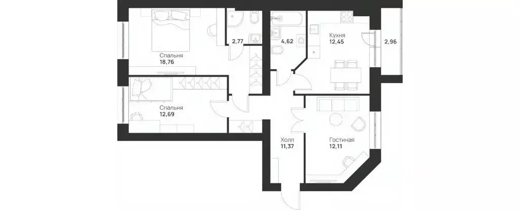 3-к кв. Тульская область, Тула ул. Героя России Зиничева, 3 (77.73 м) - Фото 2