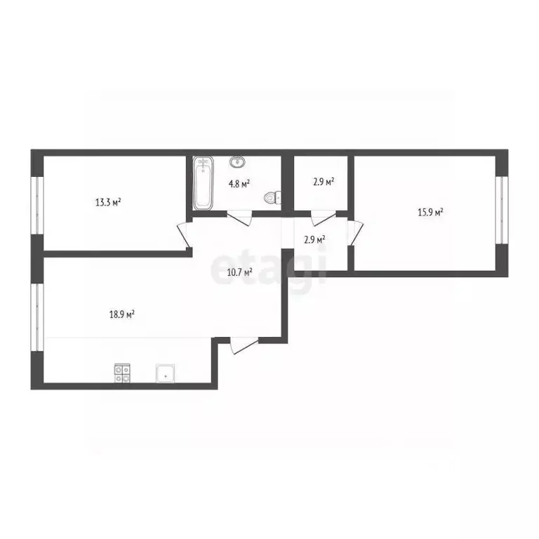 2-к кв. Тюменская область, Тюмень Новгородская ул., 20 (70.0 м) - Фото 2