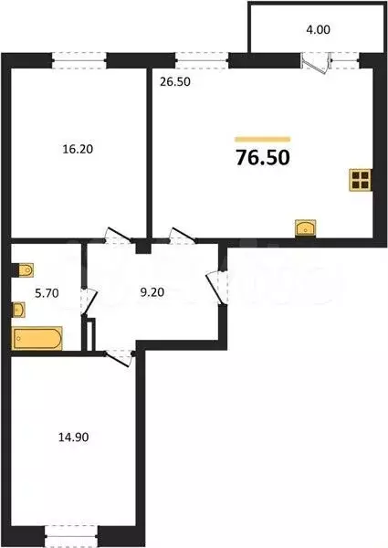 2-к. квартира, 76,5 м, 2/8 эт. - Фото 1