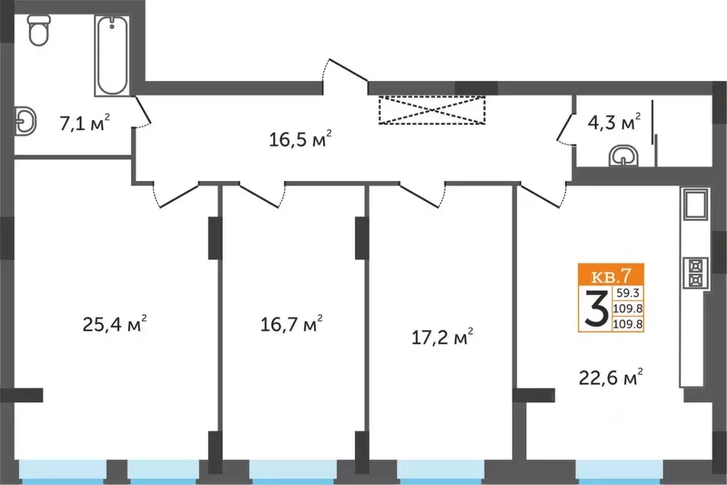 3-к кв. Тульская область, Новомосковск Донская ул., 6Ак2 (110.6 м) - Фото 1