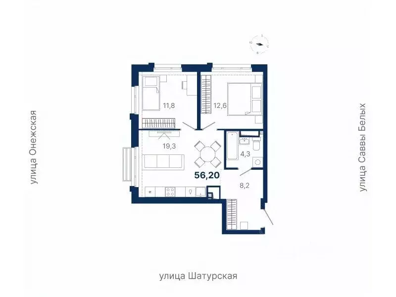 2-к кв. Свердловская область, Екатеринбург ул. Шатурская (56.2 м) - Фото 0