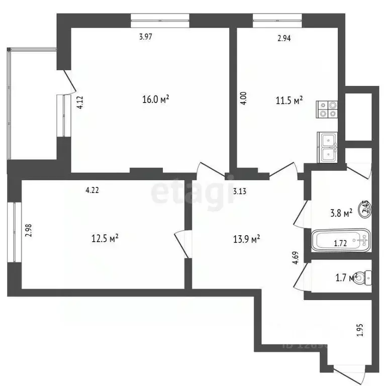Студия Москва Краснобогатырская ул., 40 (61.0 м) - Фото 1