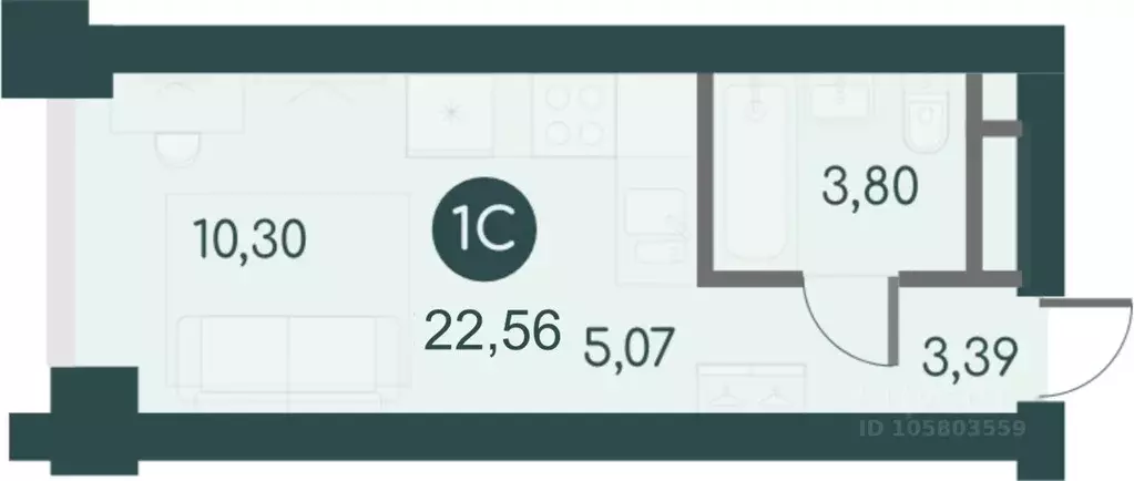Студия Курганская область, Курган Малиновые высоты жилой комплекс ... - Фото 1