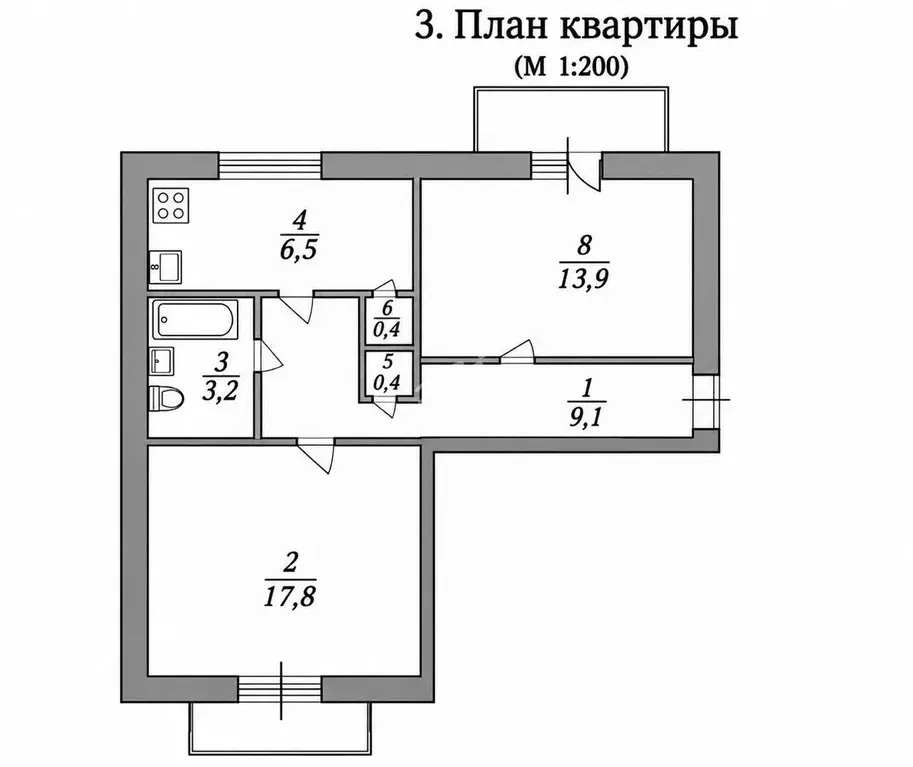 2-к кв. Севастополь ул. Гоголя, 22 (53.0 м) - Фото 2