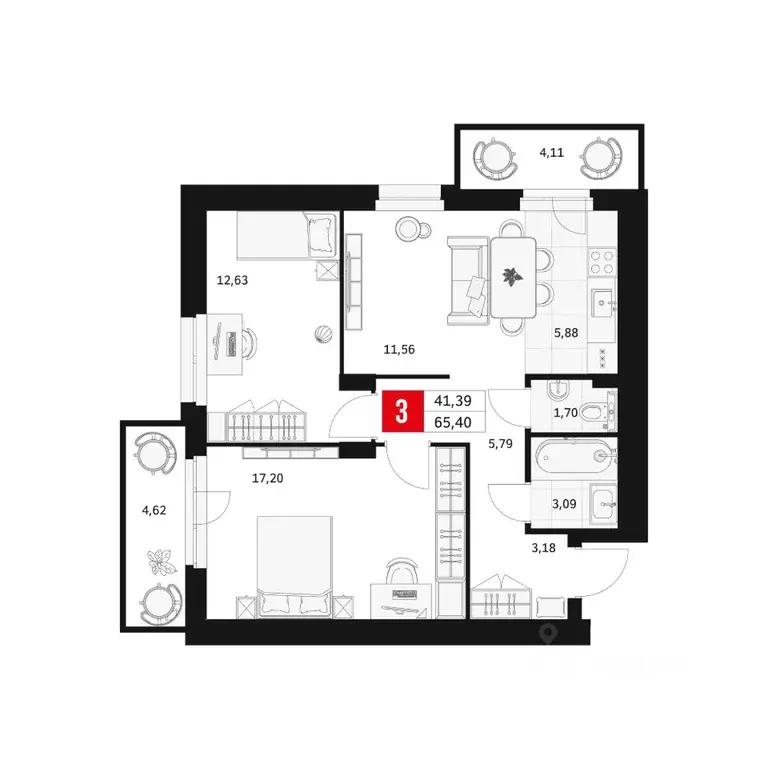3-к кв. Башкортостан, Уфа ул. Большая Московская, 11 (65.4 м) - Фото 1