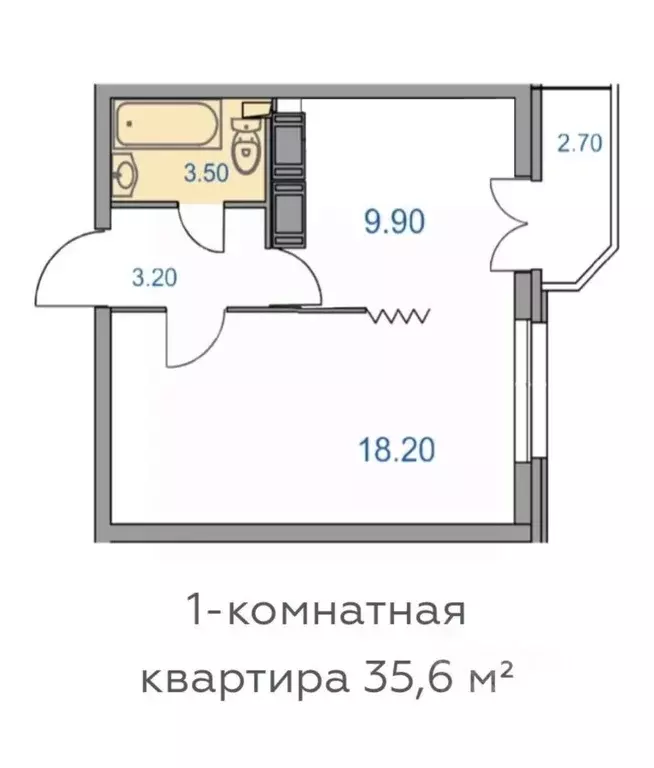 1-к кв. Санкт-Петербург ул. Кустодиева, 3к3 (33.9 м) - Фото 2