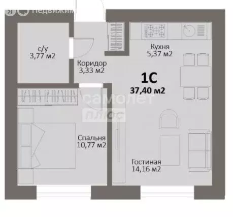 1-комнатная квартира: Красное Поле, улица Авиаторов, 15Б (37.4 м) - Фото 0