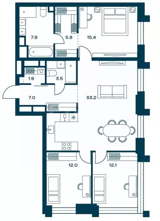 4-к кв. Москва Часовая ул., 32 (97.0 м) - Фото 1