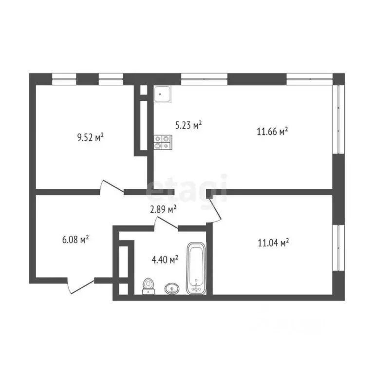 2-к кв. Тюменская область, Тюмень ул. Ю.-Р.Г. Эрвье, 38 (50.0 м) - Фото 2