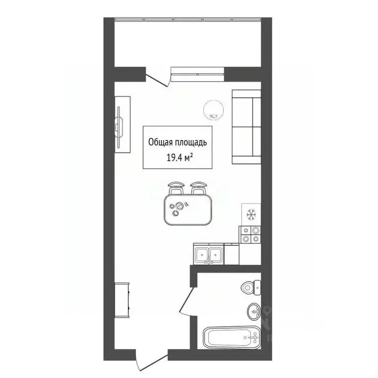 Студия Новосибирская область, Новосибирск Весенний мкр, ул. Заречная, ... - Фото 2