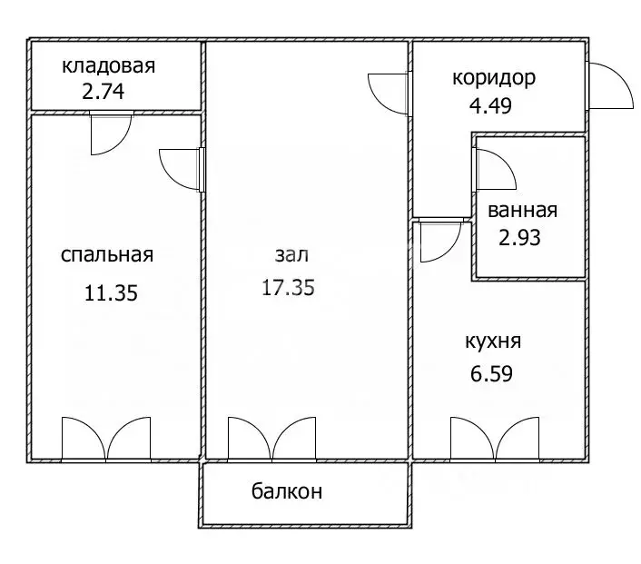 2-к кв. Ульяновская область, Ульяновск ул. Рябикова, 48 (45.8 м) - Фото 1