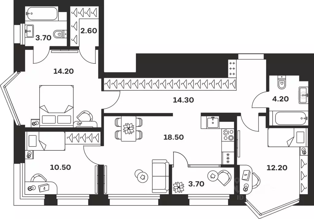 3-к кв. Тульская область, Тула ул. Михеева, 9А (83.9 м) - Фото 1