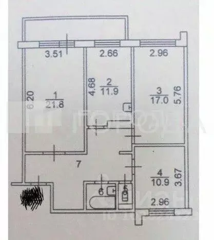 3-к кв. Томская область, Томск Сибирская ул., 56 (87.0 м) - Фото 2