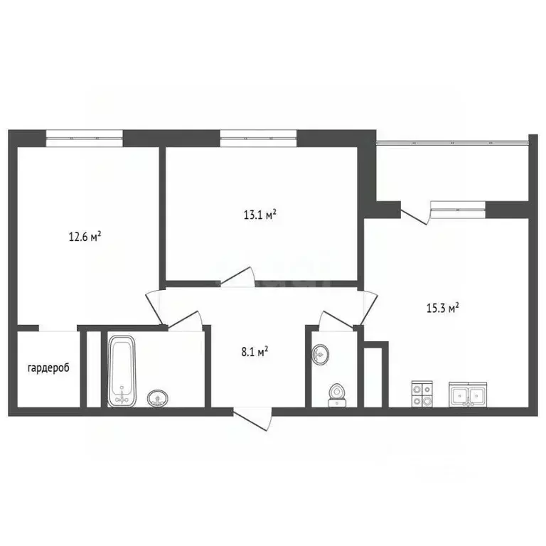 2-к кв. Омская область, Омск Волгоградская ул., 49 (59.5 м) - Фото 2