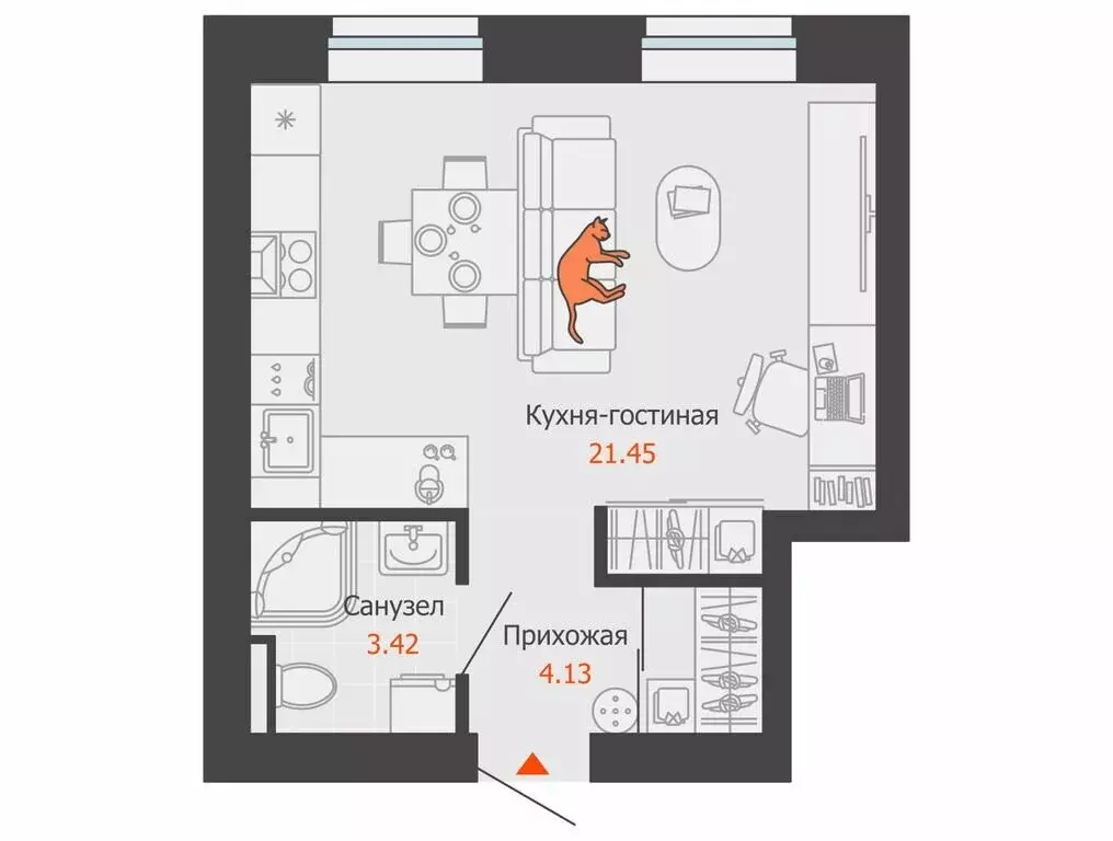 Квартира-студия: Пермь, микрорайон Заимка, ЖК Камаполис (29 м) - Фото 1