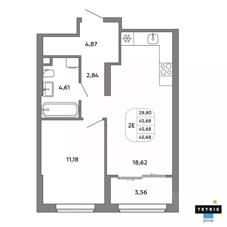 2-к кв. Свердловская область, Екатеринбург Уралмаш жилрайон,  (45.68 ... - Фото 1