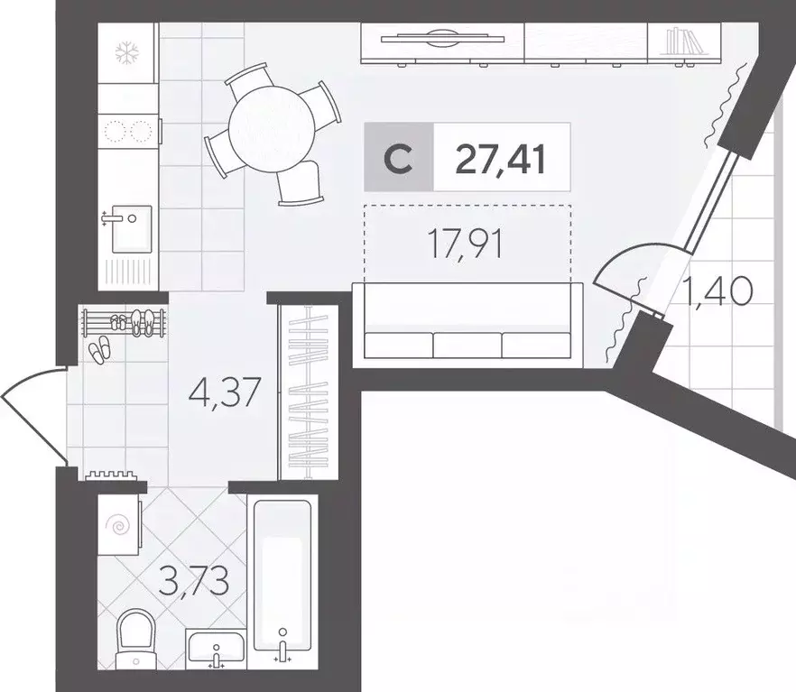Студия Тюменская область, Тюмень Скандиа.Квартал в Комарово Парк жилой ... - Фото 1