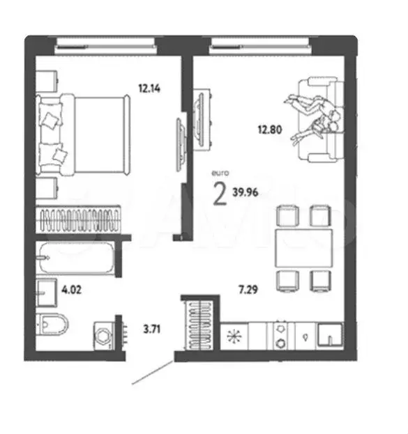 2-к. квартира, 40 м, 17/28 эт. - Фото 0
