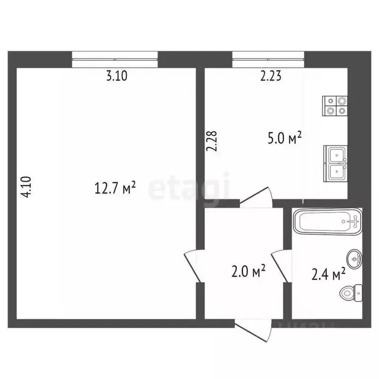 1-к кв. Ростовская область, Ростов-на-Дону ул. Миронова, 7/1 (22.0 м) - Фото 2