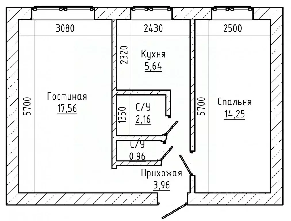 2-к кв. Кабардино-Балкария, Нальчик ул. Нахушева (43.9 м) - Фото 2