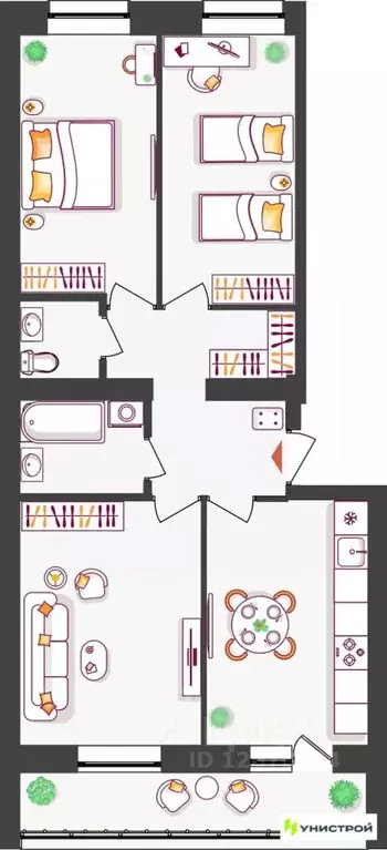 3-к кв. Самарская область, Тольятти ул. Владимира Высоцкого (68.57 м) - Фото 1