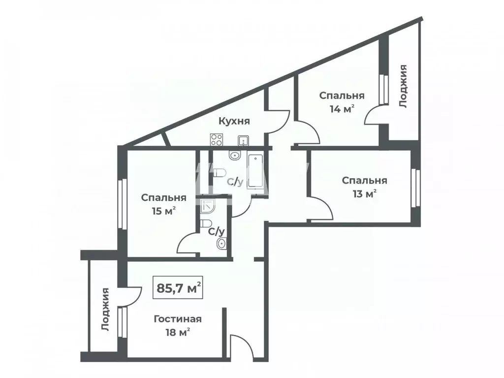 3-к кв. Челябинская область, Челябинск ул. Скульптора Головницкого, 28 ... - Фото 2