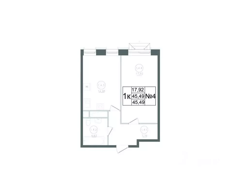 1-к кв. Московская область, Наро-Фоминск ул. Курзенкова, 12 (45.49 м) - Фото 1