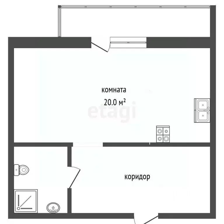 Студия Тюменская область, Тюмень Амурская ул., 39 (27.7 м) - Фото 0