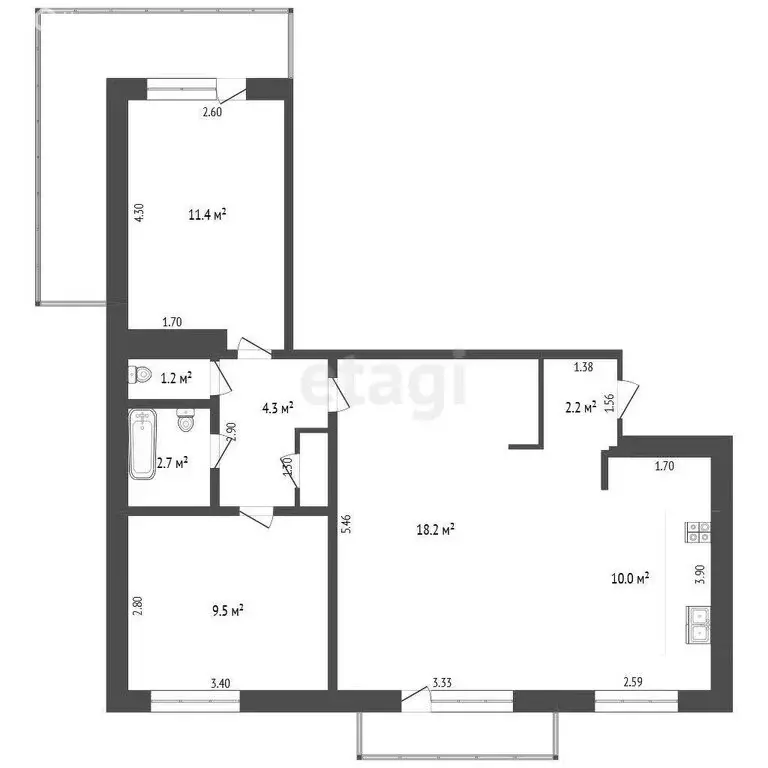 3-комнатная квартира: Азов, улица Васильева, 79А (60.3 м) - Фото 0
