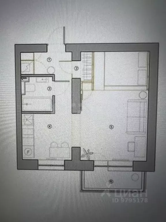 1-к кв. Татарстан, Казань ул. Батыршина, 23 (33.3 м) - Фото 2