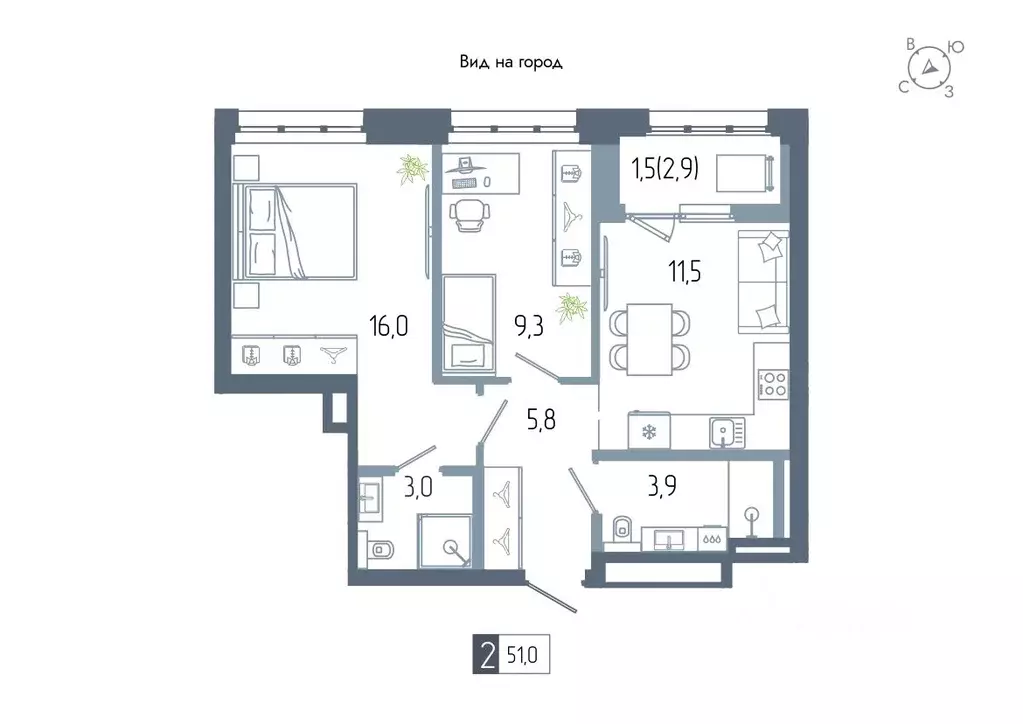 2-к кв. Башкортостан, Уфа Глумилино жилрайон, Аурум жилой комплекс ... - Фото 1
