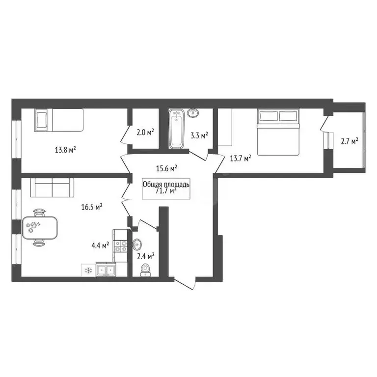3-комнатная квартира: Новосибирск, Кубовая улица, 92/1 (71.7 м) - Фото 1
