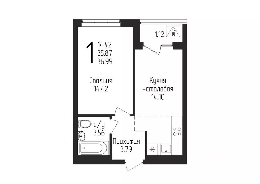 1-к кв. Башкортостан, Уфа ул. Испытателей, 89 (36.99 м) - Фото 0