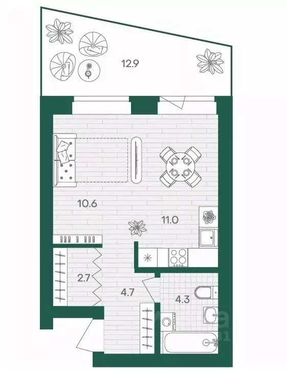 1-к кв. Пензенская область, Пензенский район, Мичуринский сельсовет, ... - Фото 1