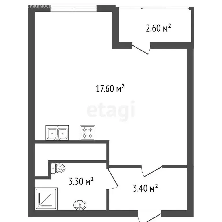 Квартира-студия: Санкт-Петербург, Арцеуловская аллея, 21 (24.5 м) - Фото 1