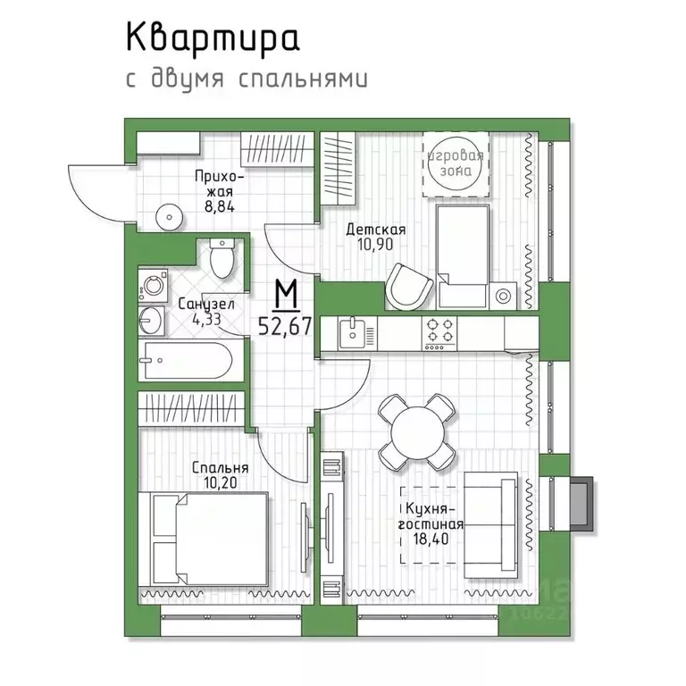 2-к кв. Тульская область, Тула городской округ, пос. Молодежный 5 ... - Фото 0