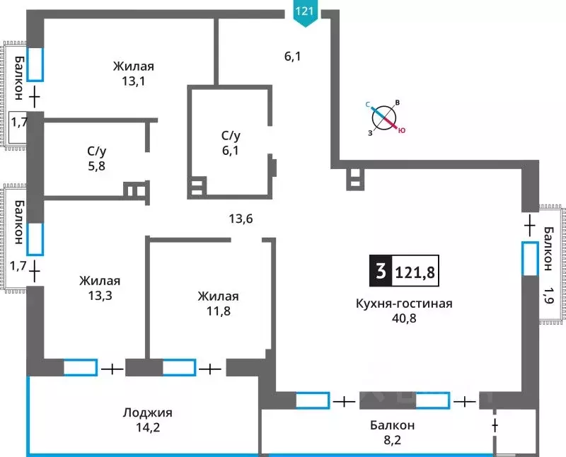 3-к кв. Московская область, Красногорск городской округ, д. Марьино ... - Фото 1