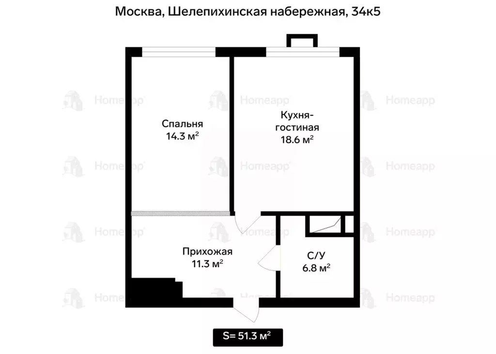 1-к кв. Москва Шелепихинская наб., 34к5 (51.3 м) - Фото 1