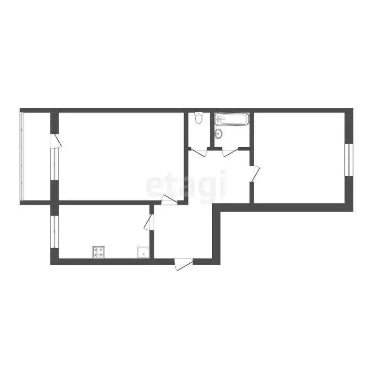 2-комнатная квартира: Тюмень, улица Коммунаров, 24 (51.4 м) - Фото 1