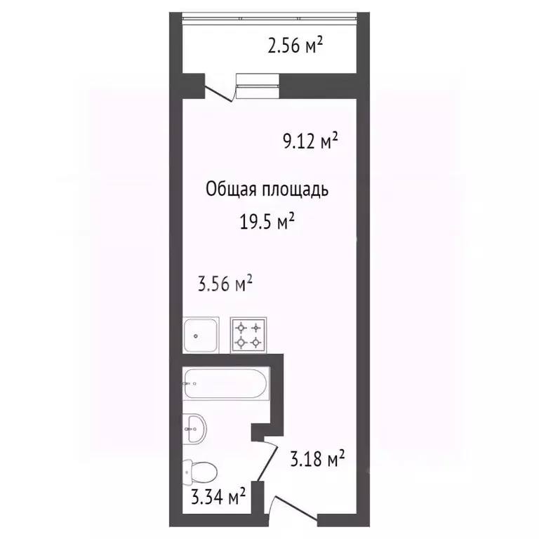 Студия Новосибирская область, Новосибирск ул. Виктора Уса, 7 (19.5 м) - Фото 2