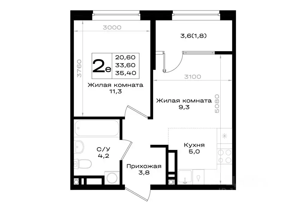 2-к кв. Ростовская область, Аксай 7-я линия (35.4 м) - Фото 1