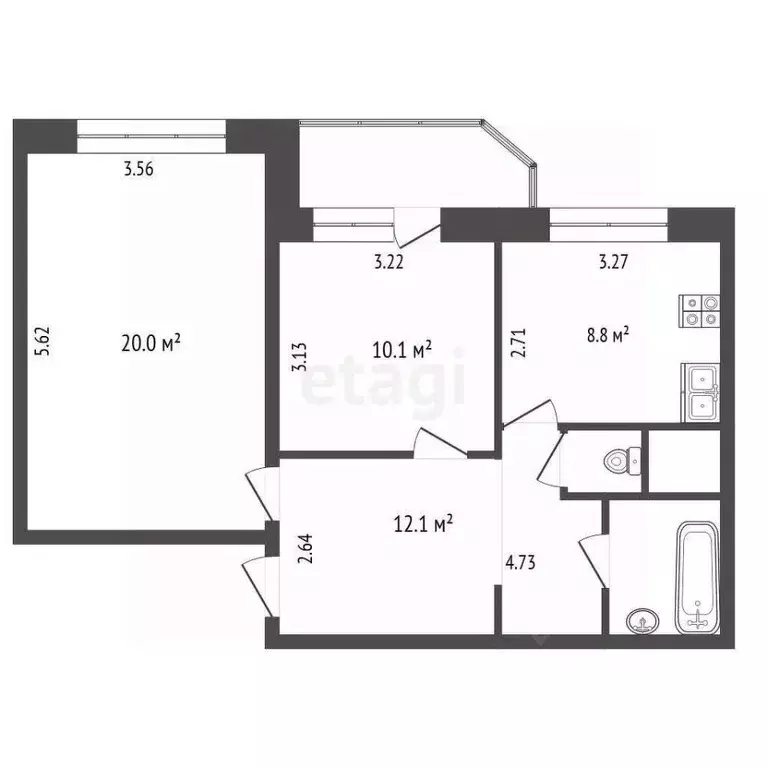 2-к кв. Москва Валдайский проезд, 10к1 (57.0 м) - Фото 2